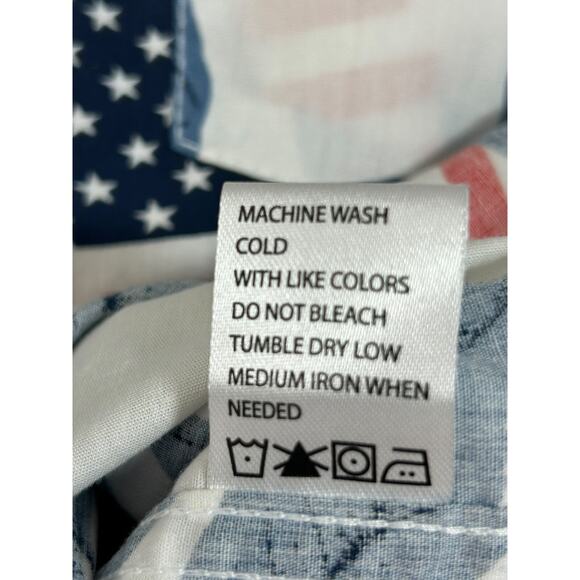Free Planet Men’s Shirt Size 3X American Flag Stars Stripes Button Down Cotton - Picture 7 of 12